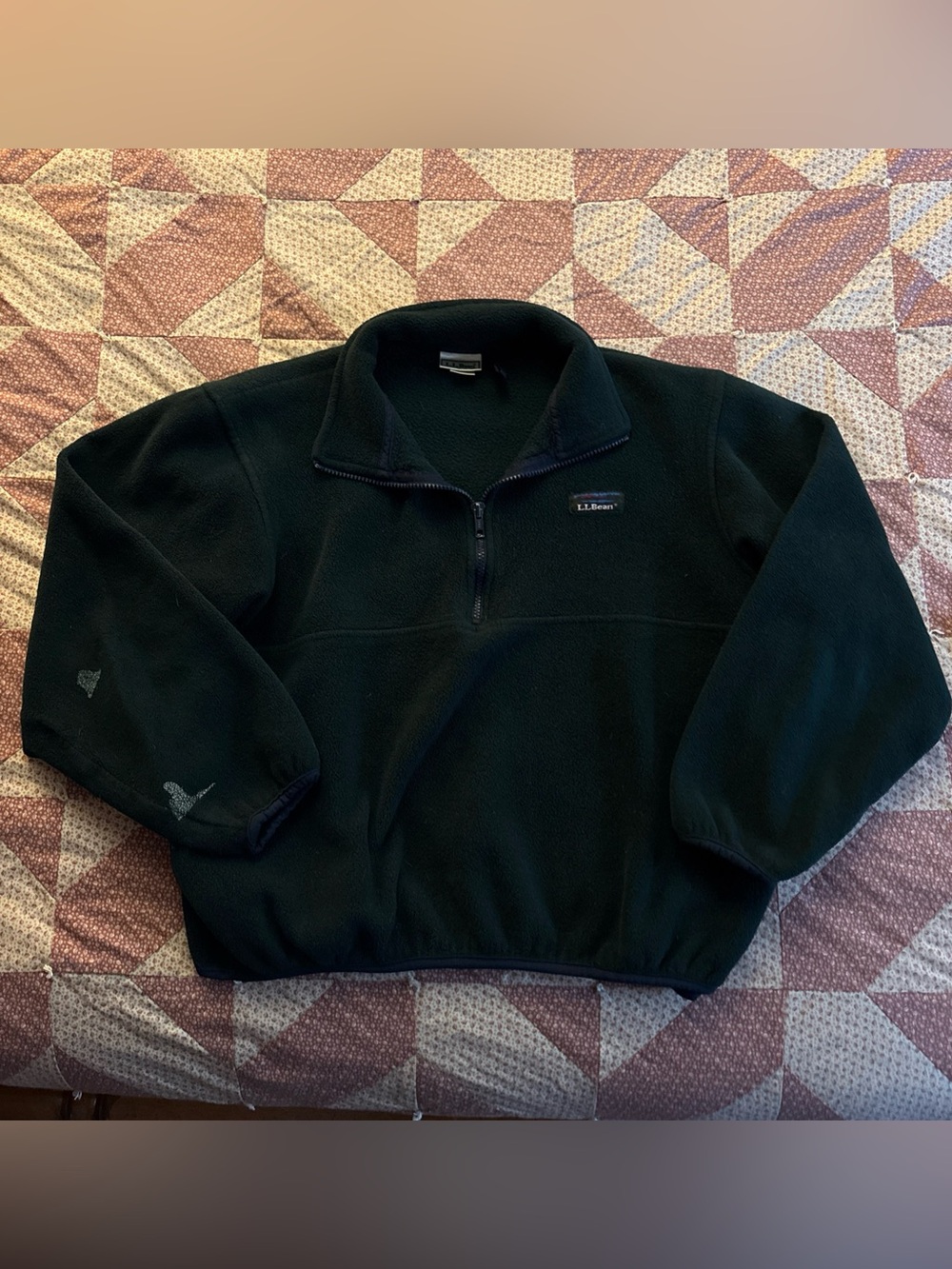 Vtg LL Bean Green Fleece Pullover 1/2 Zip Jacket Woman’s Medium